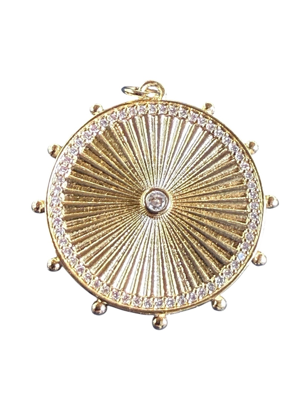 New Freida Rothman Gold-Tone and Clear Gemstone Pendant